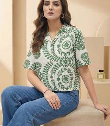 Floral Print Tropical Satin Shirt Style Top