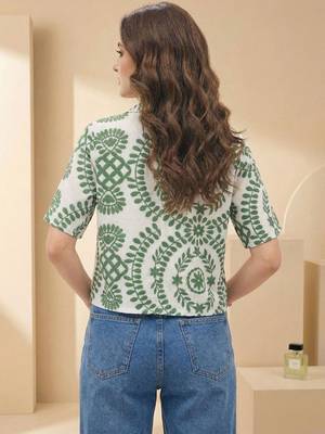 Floral Print Tropical Satin Shirt Style Top 4