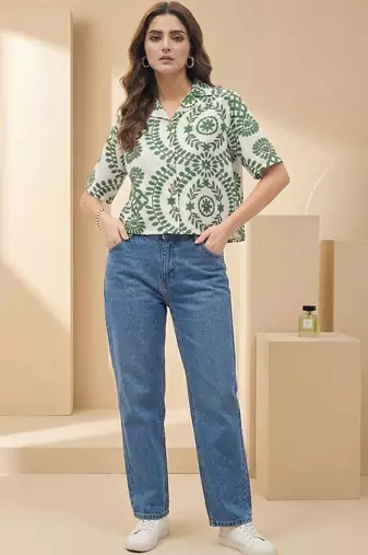 Floral Print Tropical Satin Shirt Style Top