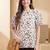 Print Flared Sleeve Satin Blend Top