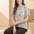 Print Flared Sleeve Satin Blend Top