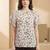 Print Flared Sleeve Satin Blend Top