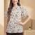 Print Flared Sleeve Satin Blend Top