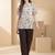 Print Flared Sleeve Satin Blend Top