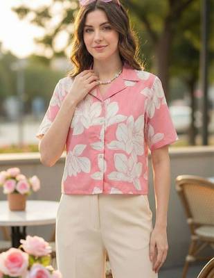 Floral Print Satin Shirt Style Top 3
