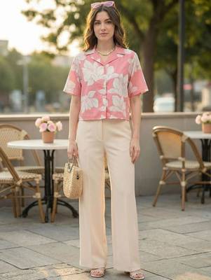Floral Print Satin Shirt Style Top 6