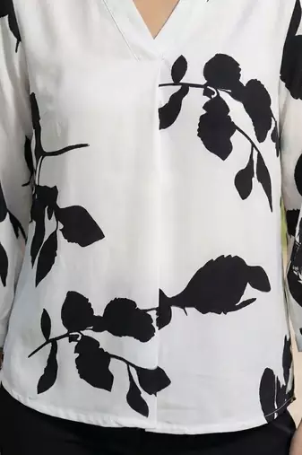 Floral Print Mandarin Collar Puff Sleeve Top
