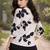 Floral Print Mandarin Collar Puff Sleeve Top