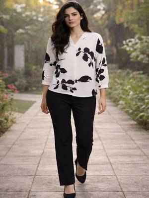 Floral Print Mandarin Collar Puff Sleeve Top 6