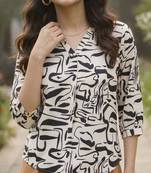 Print Bishop Sleeves Satin Blend Top