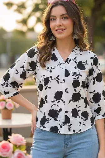 Floral Print Puff Sleeve Top