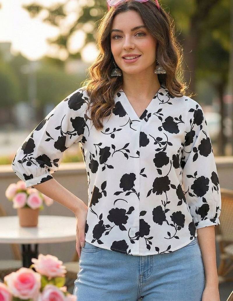 Floral Print Puff Sleeve Top