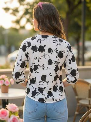 Floral Print Puff Sleeve Top 4