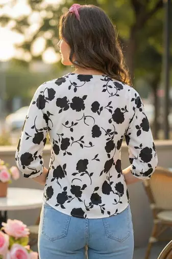 Floral Print Puff Sleeve Top