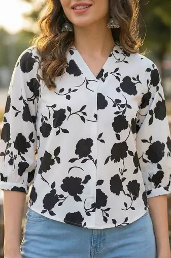 Floral Print Puff Sleeve Top