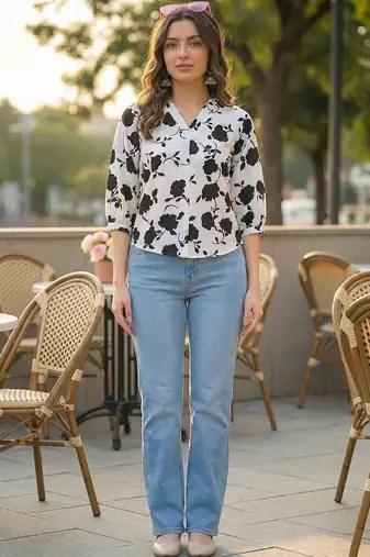 Floral Print Puff Sleeve Top