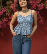 Floral Print Peplum Crop Top