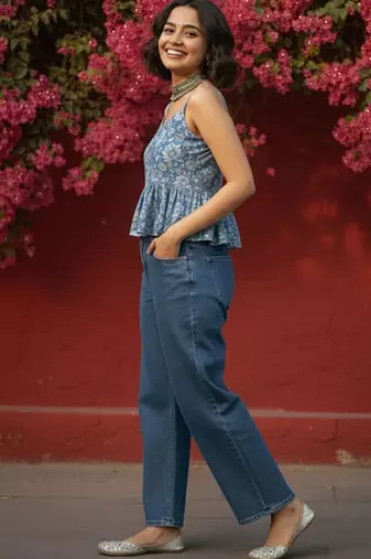Floral Print Peplum Crop Top