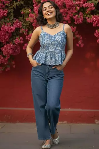 Floral Print Peplum Crop Top