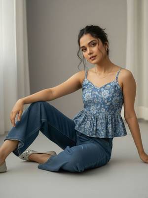 Floral Print Peplum Crop Top 1