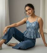 Floral Print Peplum Crop Top