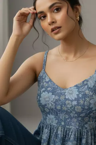 Floral Print Peplum Crop Top