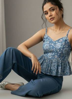 Floral Print Peplum Crop Top 6