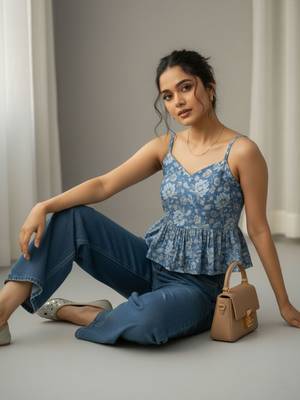 Floral Print Peplum Crop Top 7