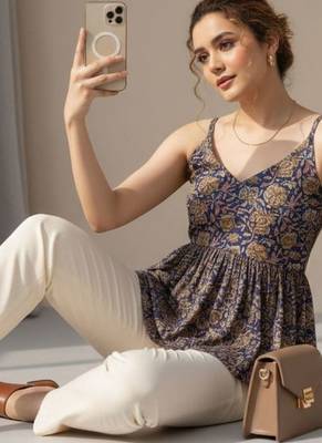 Floral Print Cotton Peplum Top 5