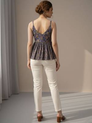 Floral Print Cotton Peplum Top 6