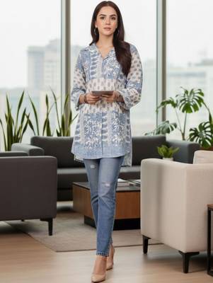 Print Ethnic Cotton Blend Top 2