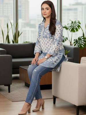 Print Ethnic Cotton Blend Top 3