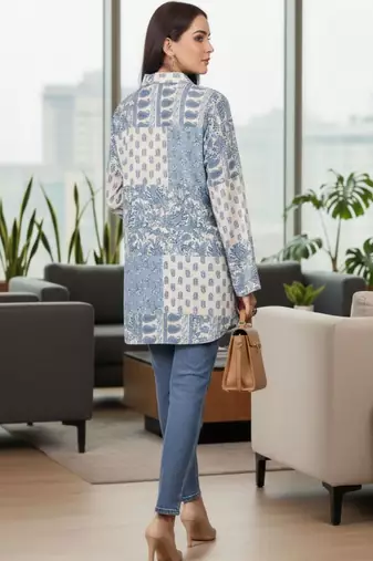 Print Ethnic Cotton Blend Top