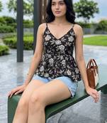 Floral Print Cotton Peplum Top