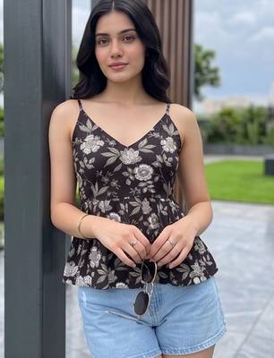 Floral Print Cotton Peplum Top 2