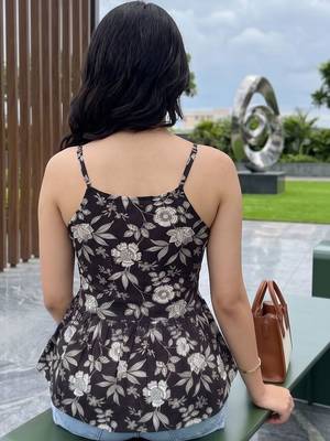Floral Print Cotton Peplum Top 5