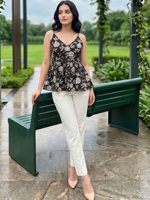 Floral Print Cotton Peplum Top 6