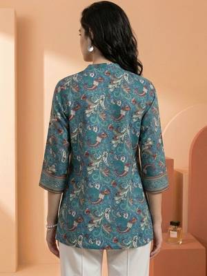 Floral Print Mandarin Collar Top 4