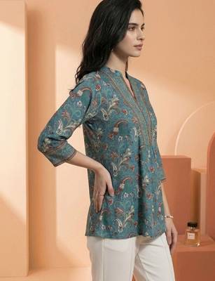 Floral Print Mandarin Collar Top 5