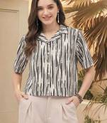 Print Monochrome Satin Shirt Style Top