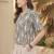 Print Monochrome Satin Shirt Style Top