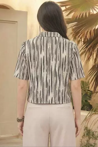 Print Monochrome Satin Shirt Style Top