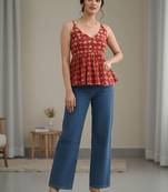 Print Ethnic Cotton Peplum Top