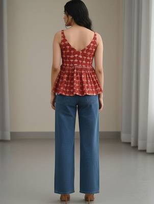 Print Ethnic Cotton Peplum Top 3
