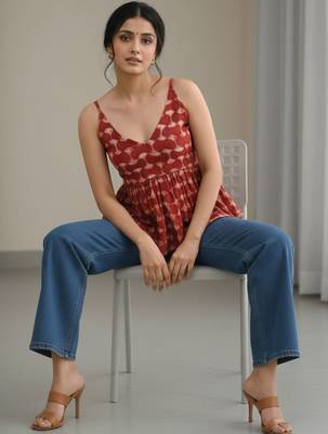 Print Ethnic Cotton Peplum Top 4
