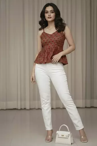 red print ethnic top