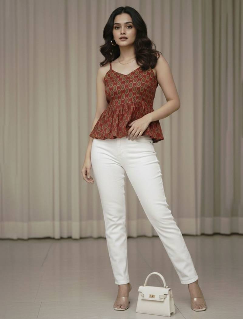red print ethnic top