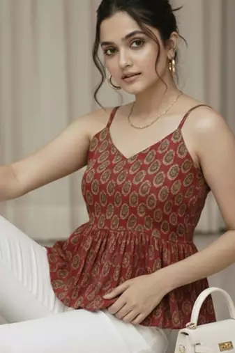 red print ethnic top