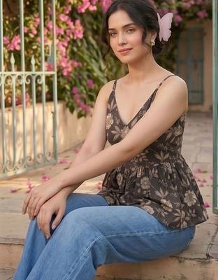 Floral Print Cotton Peplum Top 3