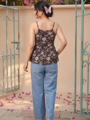 Floral Print Cotton Peplum Top 4